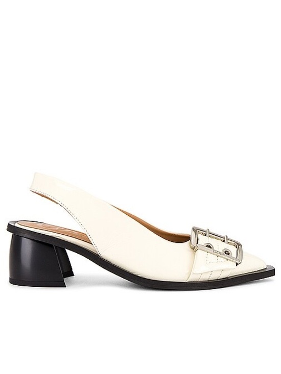 Ganni Shoes - GANNI Feminine Buckle Slingback Pump in Egret | Size 37 | Minimalist
